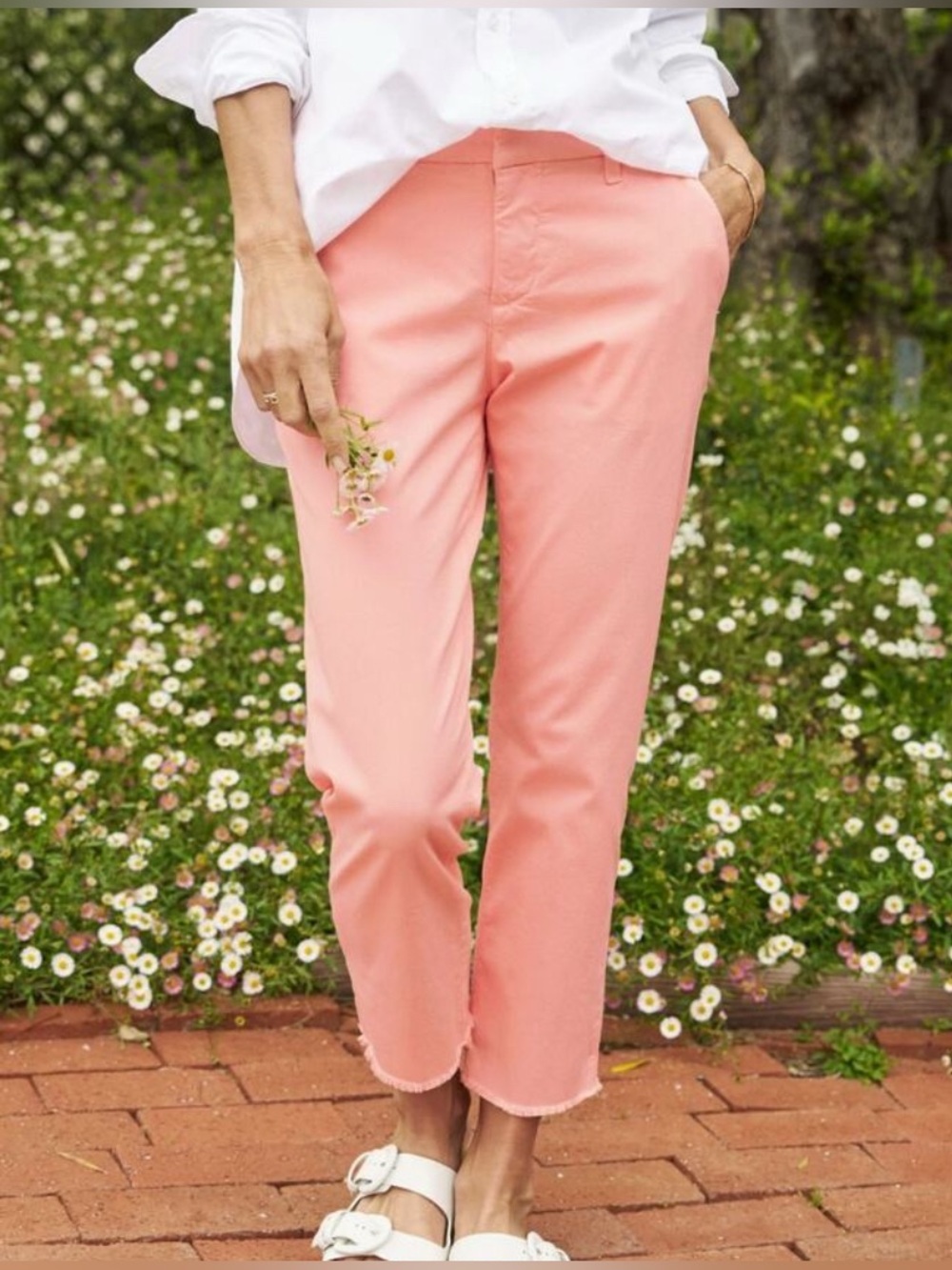 Frank & Eileen Wicklow Twill Italian Chino Pants Coral Orange Stretch Size 6